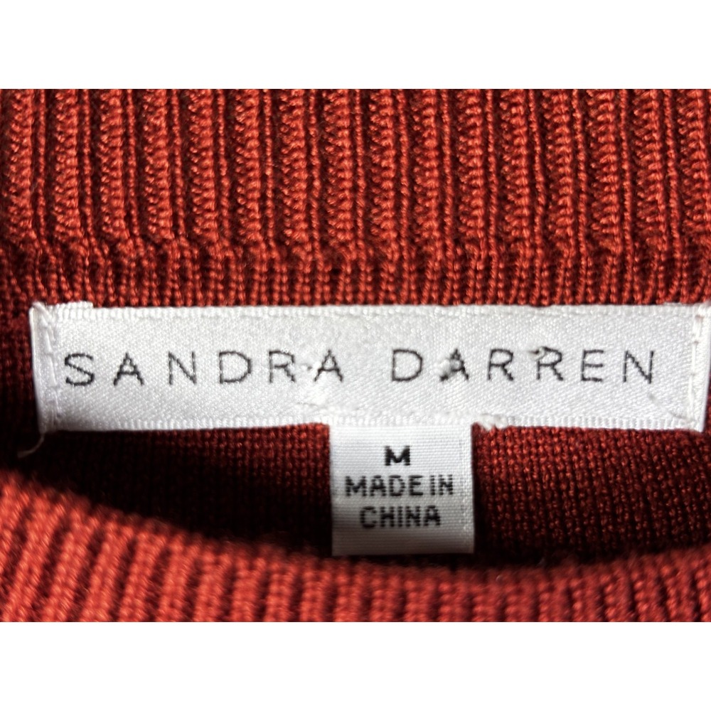 Sandra Darren Sweater Dress Womens M Rust Striped Knit Fit Flare Retro Chic - Picture 5 of 8